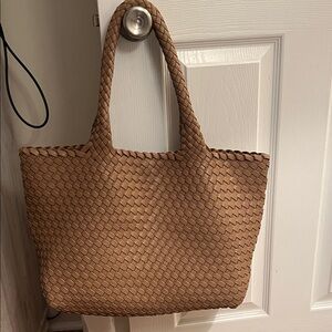 Chic Tan Woven Tote Bag